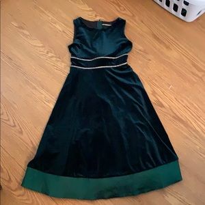 Green velvet formal dress